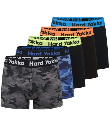 Hard Yakka Mens Cotton Boxer Shorts Set (Pack of 5) (Multicolored)