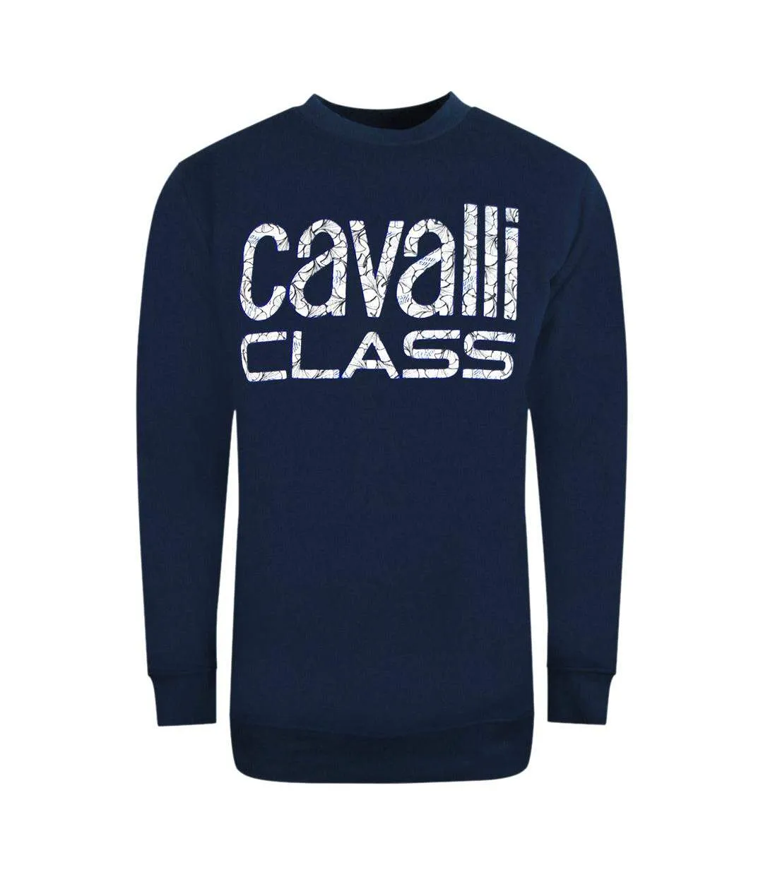 Unisex Adult Floral Sweatshirt Navy Blue Cavalli Class-1