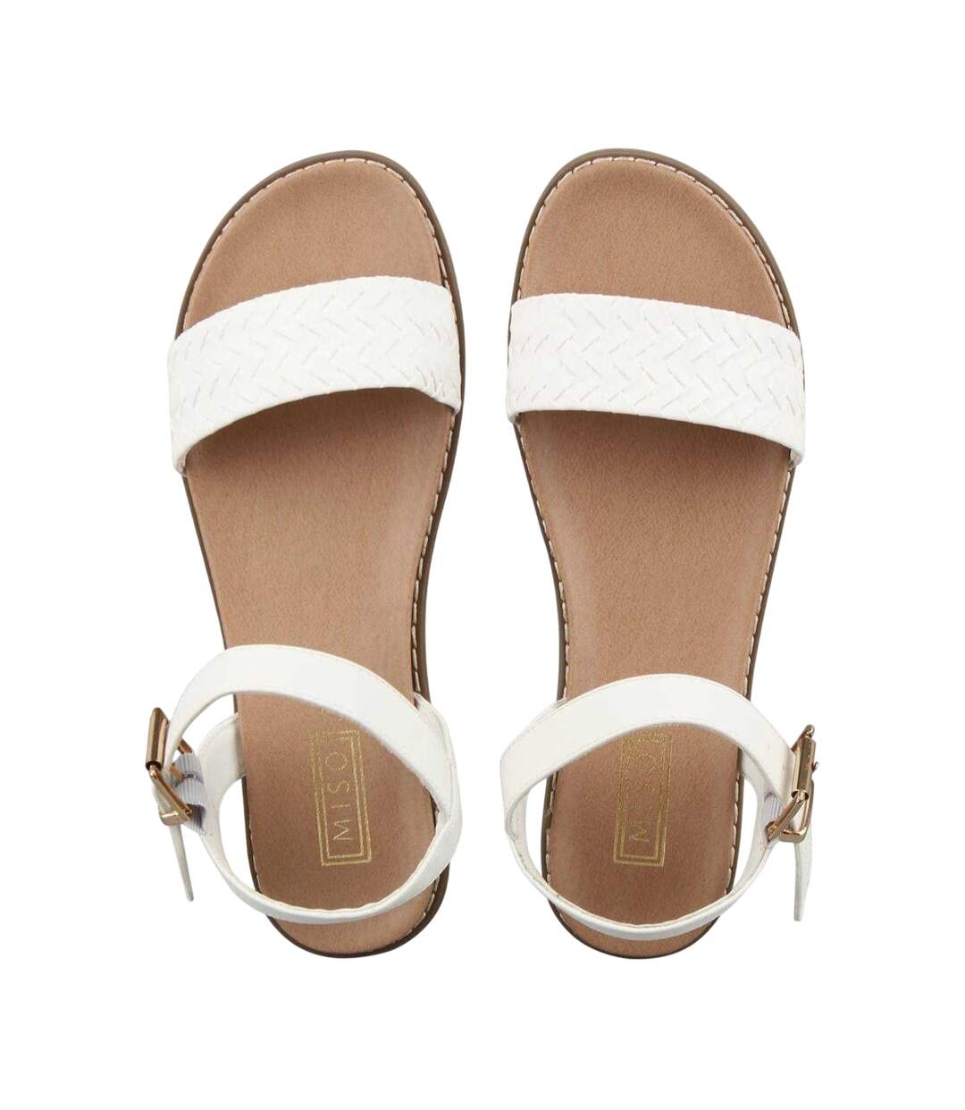Claquettes Motif/style Tissé Femme Blanc Miso-3