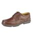Roamers Mens Leather Wide Fit 4 Eye Deluxe Casual Shoes (Brown) - UTDF1691