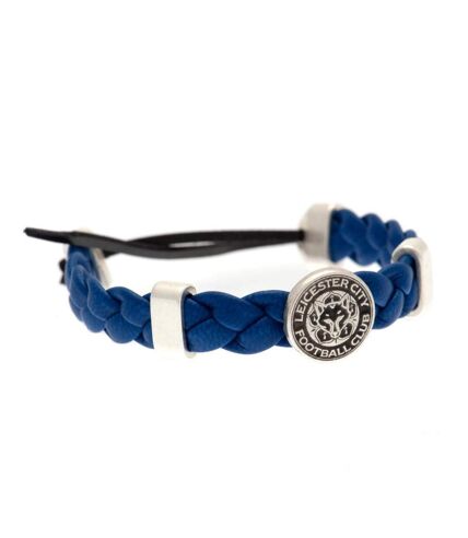 Leicester City FC Leather Look Slider Bracelet (Blue/Silver) (One Size) - UTTA5102
