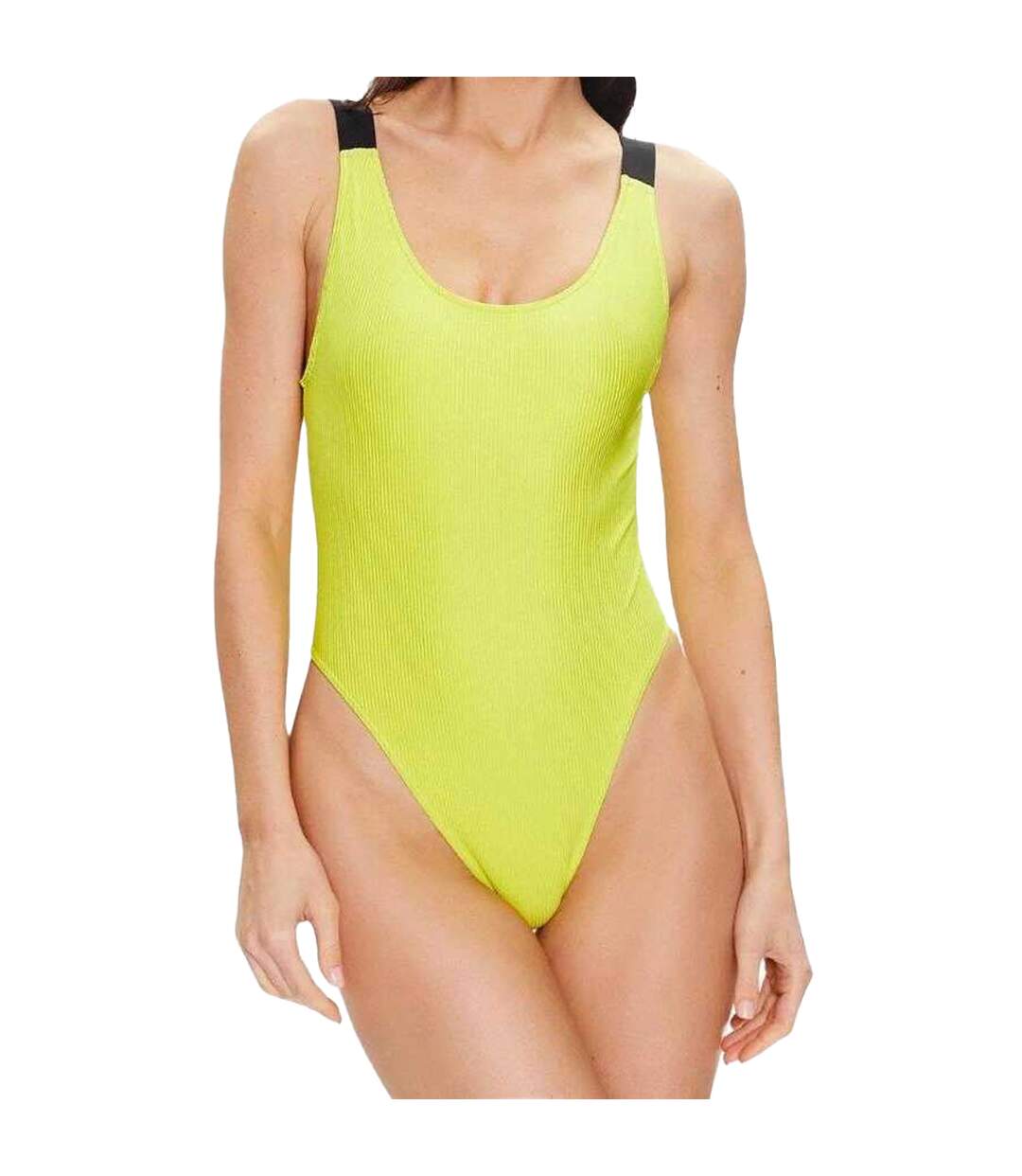 Maillot De Bain 1 Pièce Motif/style Logo Contrasté Femme Jaune Calvin Klein-3