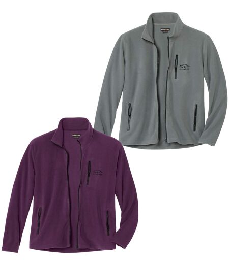 Pack of 2 Men's Sporty Fleece Jackets - Plum Grey