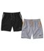 Pack of 2 Men's Microfibre Beach Shorts - Black Grey