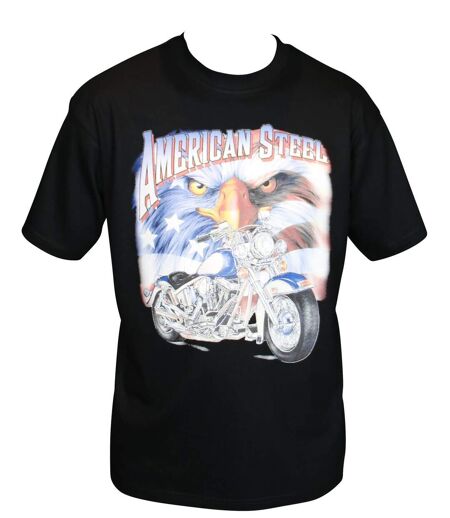 T-shirt homme manches courtes - Moto biker USA - 11671 - noir