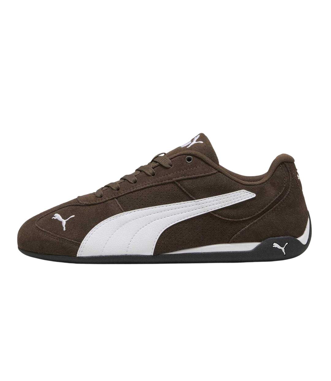 Womens/ladies Replicatch Suede Trainers Brown White Puma-3