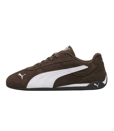 Womens/ladies Replicatch Suede Trainers Brown White Puma