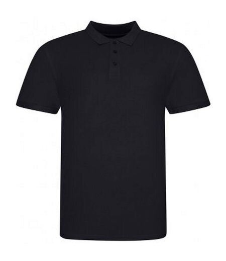 Awdis Mens Piqu Cotton Short-Sleeved Polo Shirt (Deep Black)