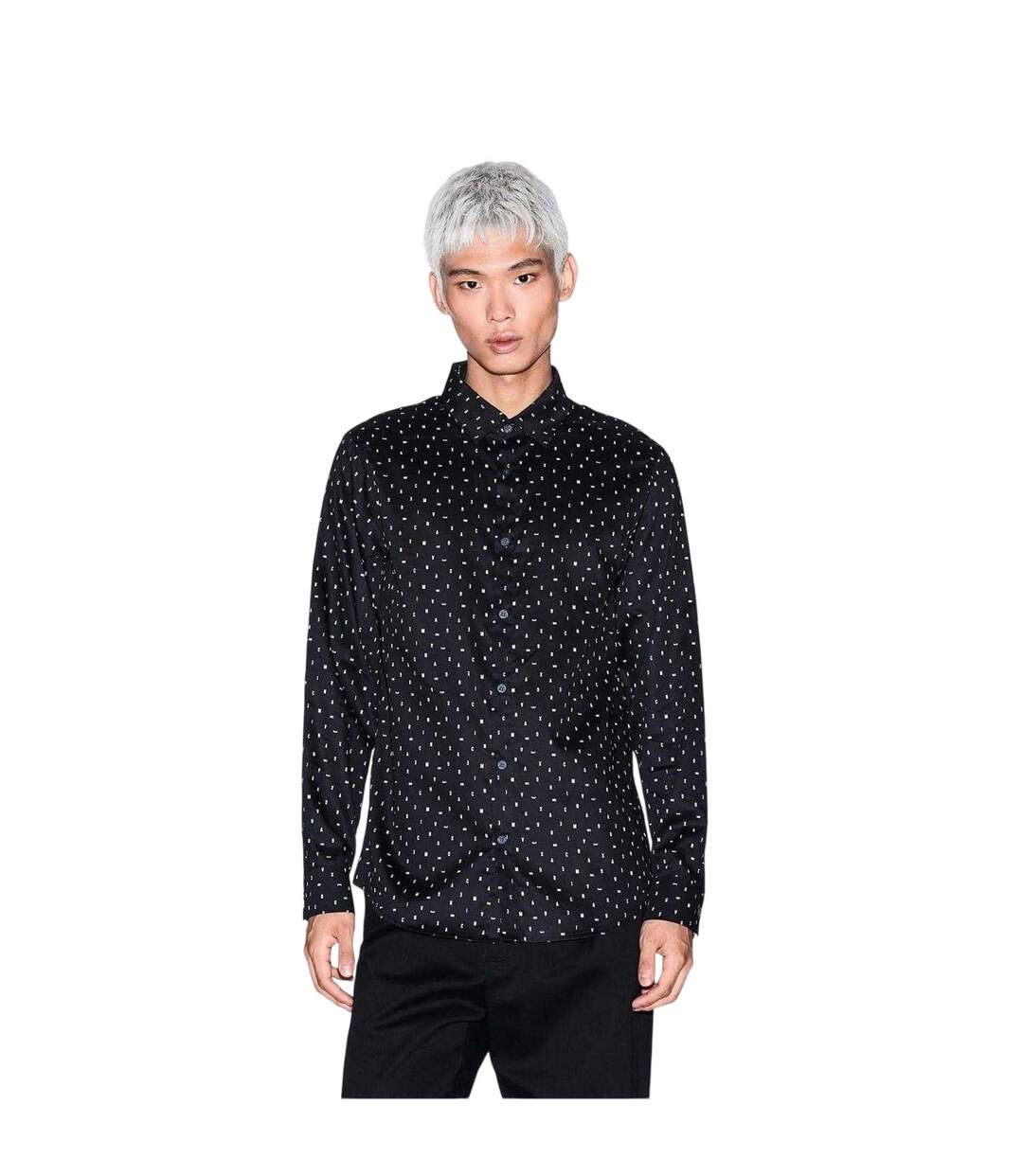 Mens Polka Dot Long-sleeved Shirt Black Armani Exchange-3