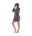 Womens/ladies Stars Fleece Zipped Dressing Gown Charcoal Keanu-1