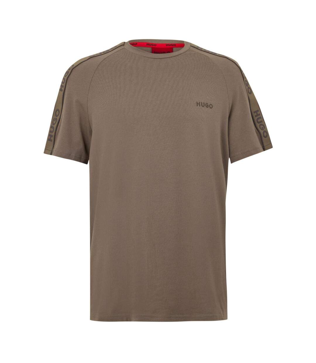 Mens Sporty Tape Logo T-shirt Beige Hugo-2