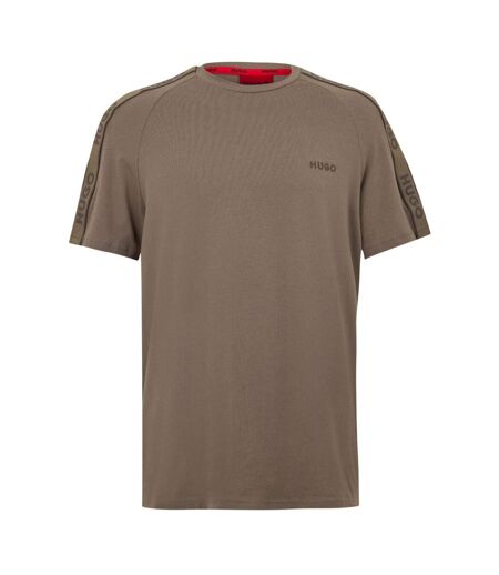 Mens Sporty Tape Logo T-shirt Beige Hugo