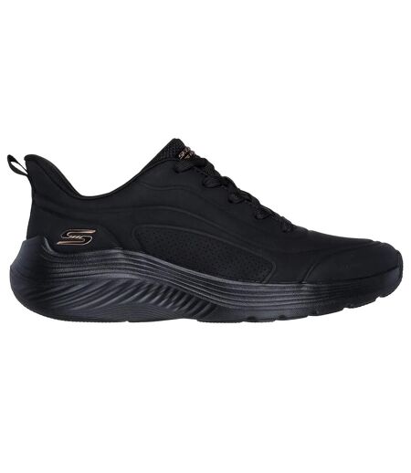Womens/ladies Bobs Sport Squad Waves Trainers Black Skechers