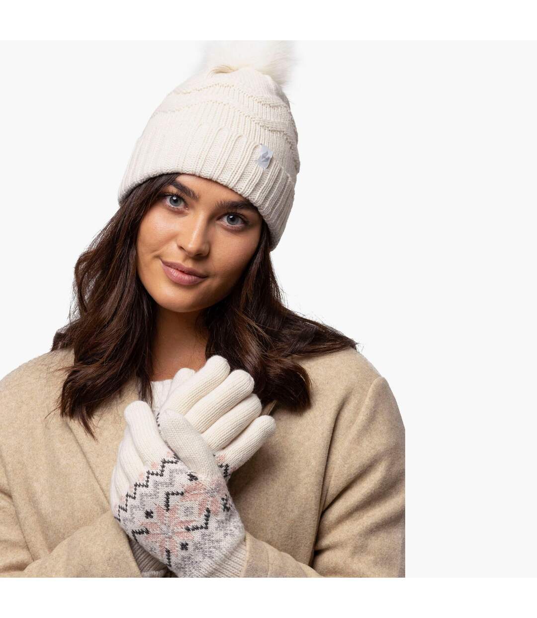 Heat Holders - Bonnet Femme Hiver Tricot Zigzag | Polaire avec Pompon-3