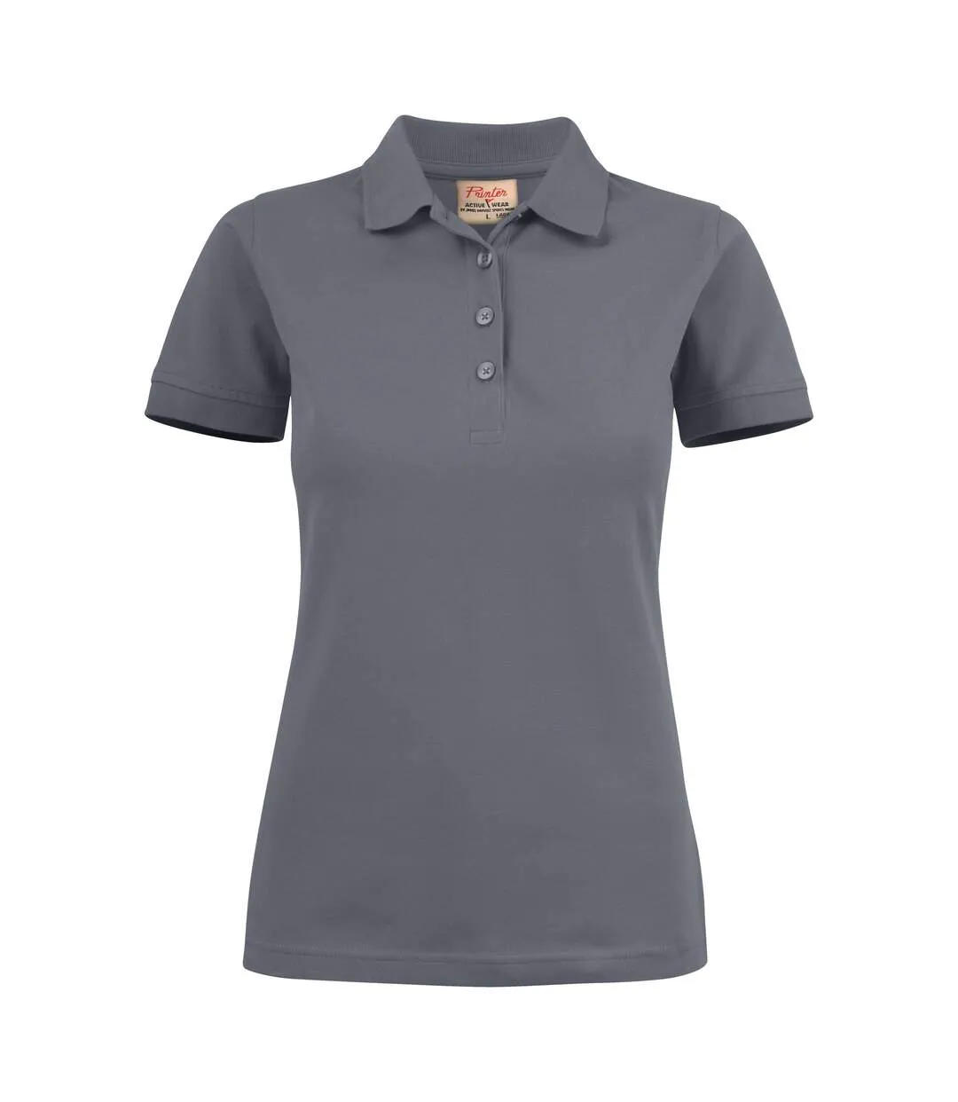 Womens/ladies Stretch Polo Shirt Steel Grey Printer-2