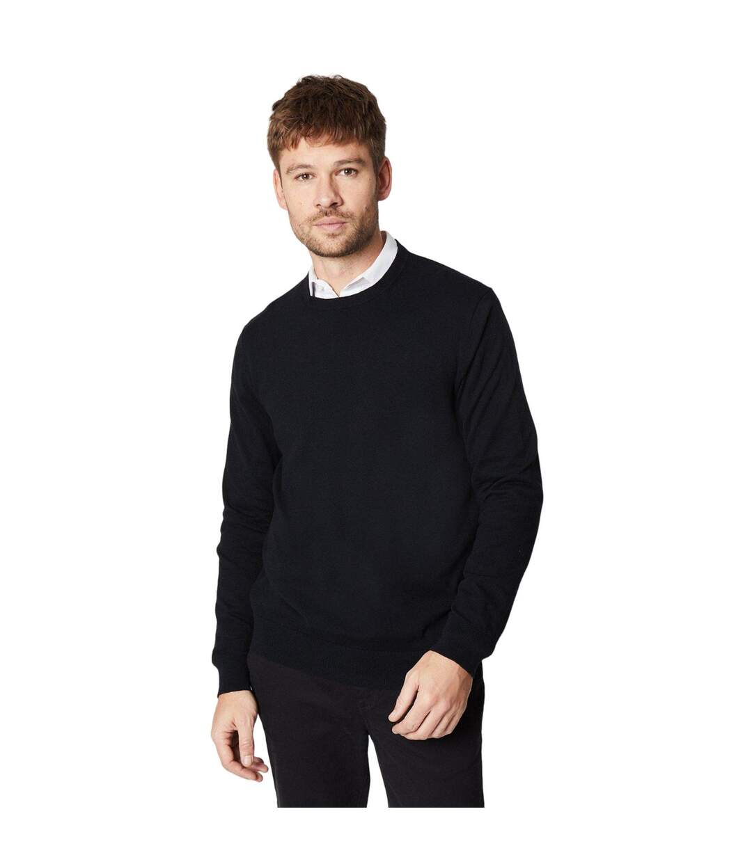 Mens rich cotton crew neck jumper black Burton-1