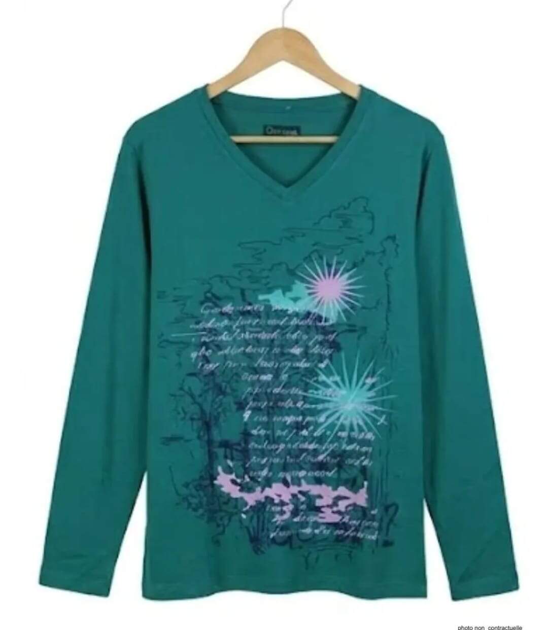 Tee-shirt AXONE SH1063V vert grande taille : le style de la sérigraphie placée-2