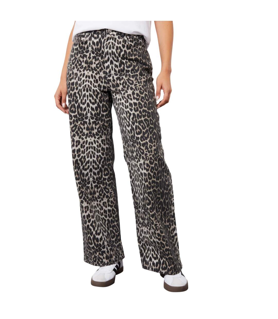 Jean Soleil Femme Gris Imprimé Léopard Threadbare-4