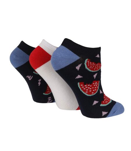 Wild Feet - 3 Pk Ladies Novelty Animal Themed Trainer Socks