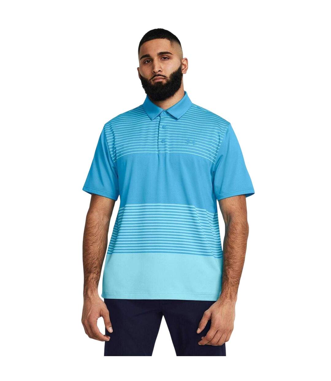Mens Playoff 3.0 Stripe Polo Shirt Light Blue Under Armour-3