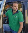 Pack of 2 Men's Piqué Polo Shirts - Green Navy  Atlas For Men