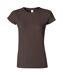 T-shirt À Manches Courtes Femmes Chocolat Foncé Gildan-1
