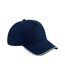 Beechfield Authentic Piped 5 Panel Cap (French Navy/White)