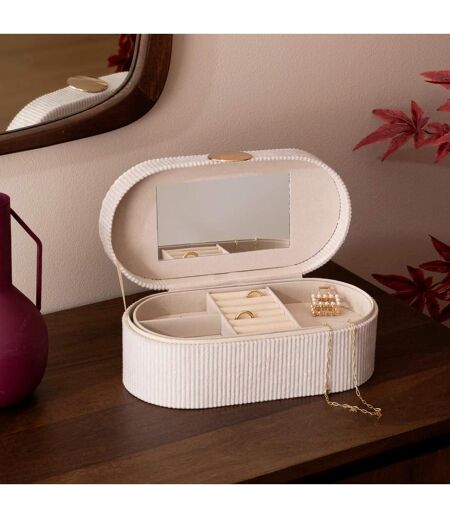 Boîte à Bijoux en Velours Enya 25cm Beige