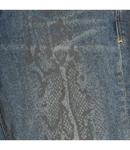 Women's long snakeskin effect denim pants 4DY7571J3