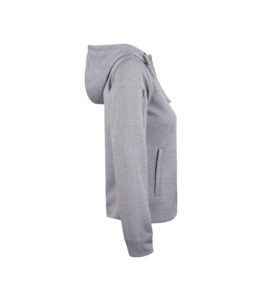 Womens/ladies Basic Full Zip Hoodie Grey Melange Clique-4