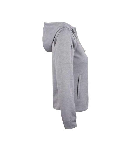 Womens/ladies Basic Full Zip Hoodie Grey Melange Clique