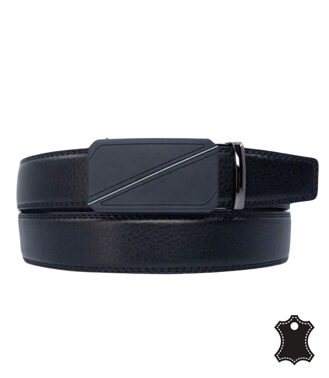 Ceinture en cuir noir pour homme - Chic et ajustable, la touche parfaite pour n'importe quel look-1
