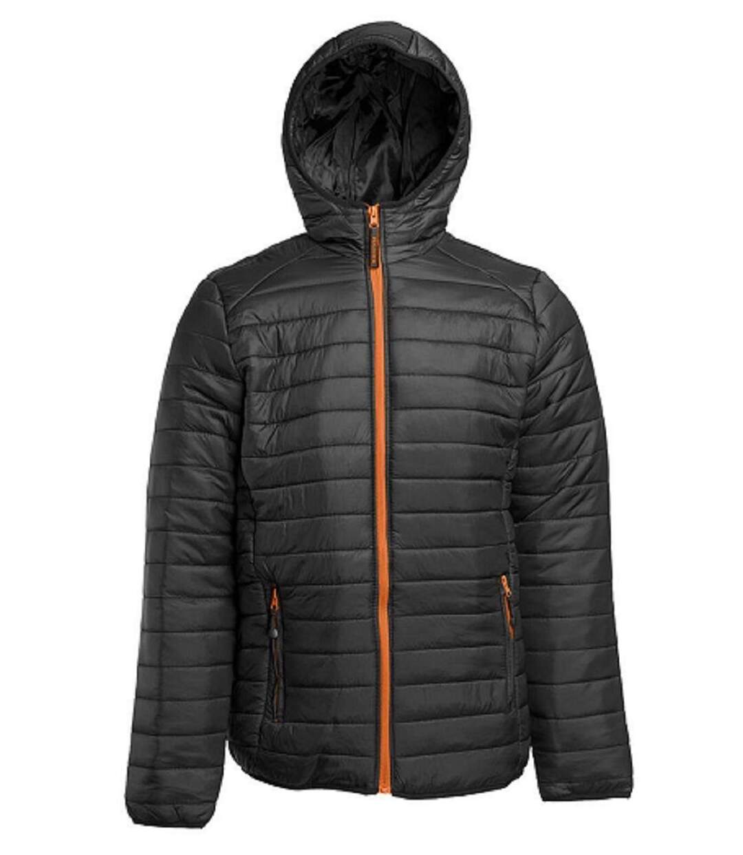 Doudoune légère à capuche - Homme - PK762 - noir et orange-1