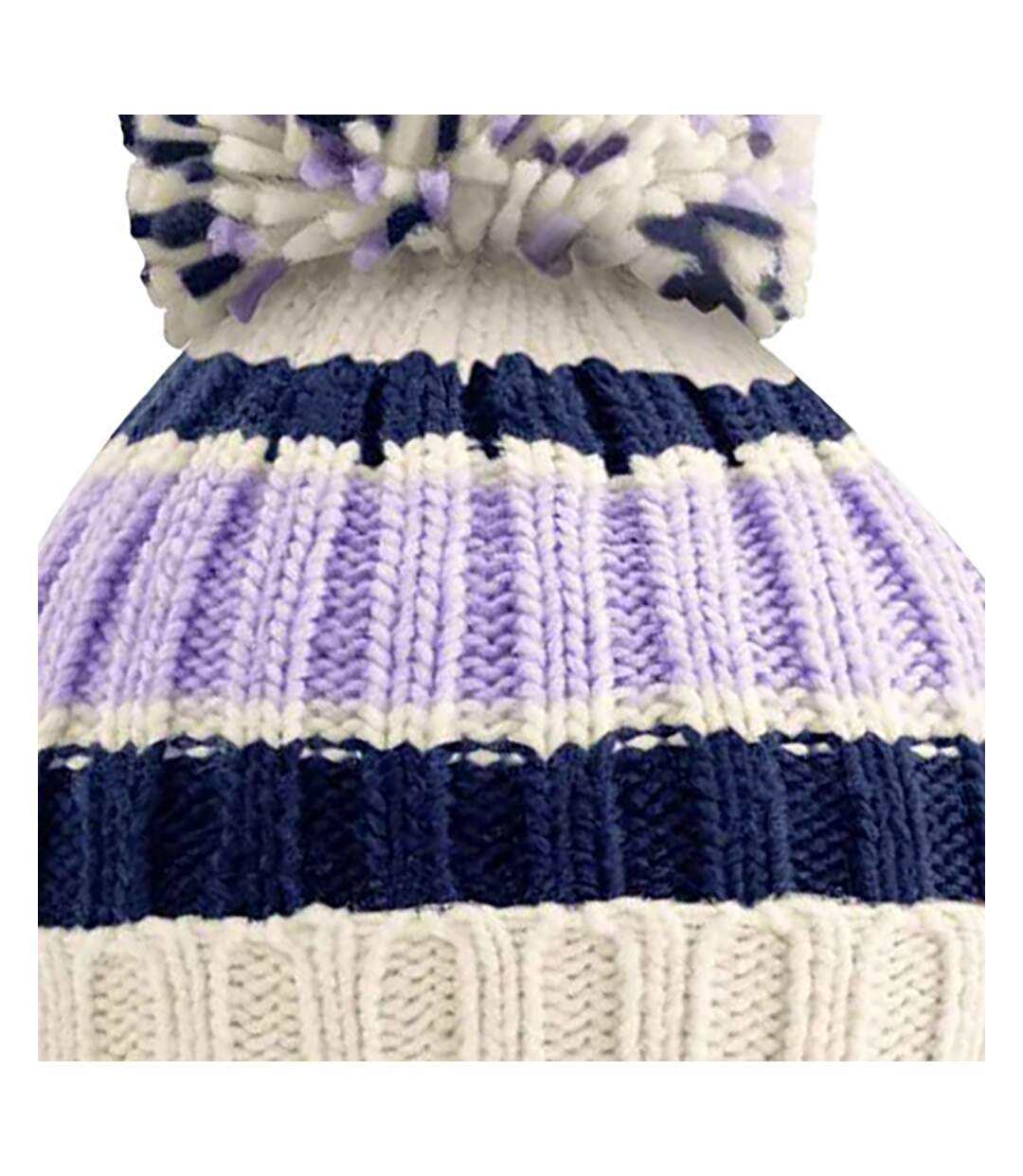 Bonnet hygge striped adulte blanc / bleuet Beechfield