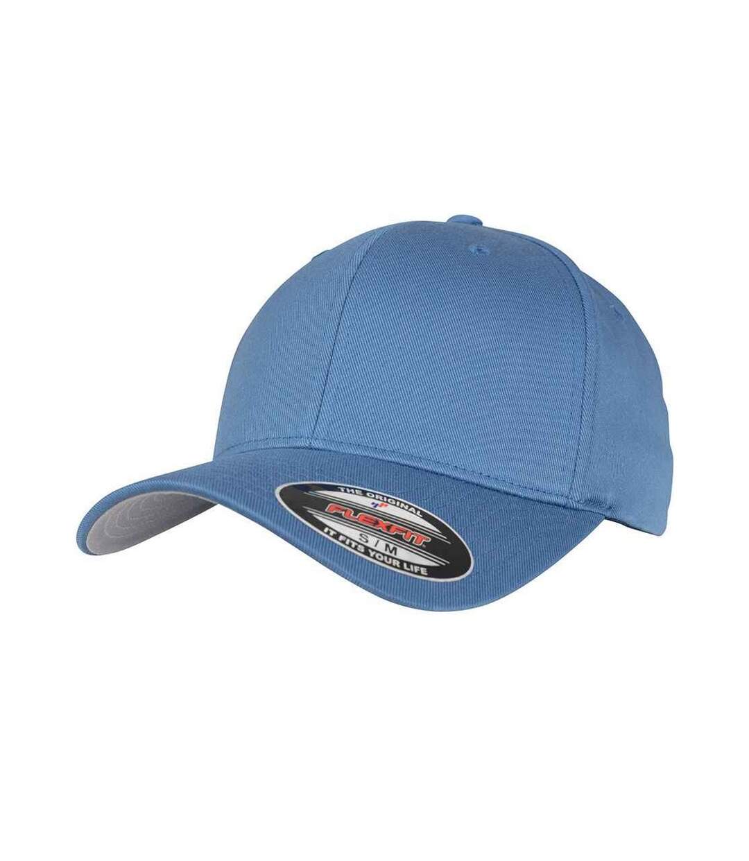 Childrens/kids Wooly Combed Baseball Cap Slate Blue Flexfit-1
