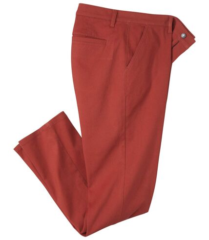 Chino-Hose aus ziegelrotem Stretch-Twill