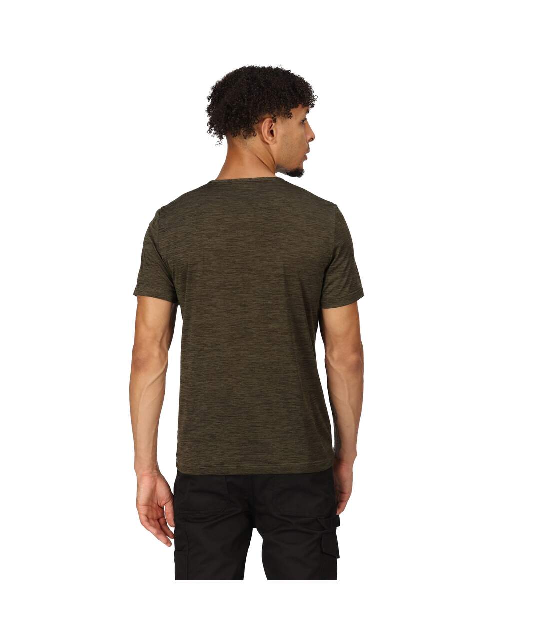 Mens original moisture wicking t-shirt dark khaki marl Regatta-4