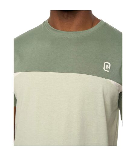 Mens Castlebay Short-sleeved T-shirt Light Olive Crosshatch