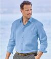 Men's Blue Long-Sleeved Crepe Shirt Atlas For Men