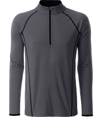Maillot running respirant manches longues - Homme - JN498 - gris titane