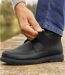 Men's Sherpa-Lined Leather Boots - Black