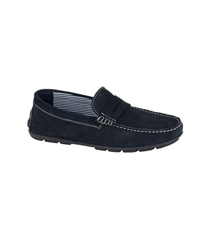 Roamers Mens Suede Square Toe Loafers (Navy) - UTDF2397