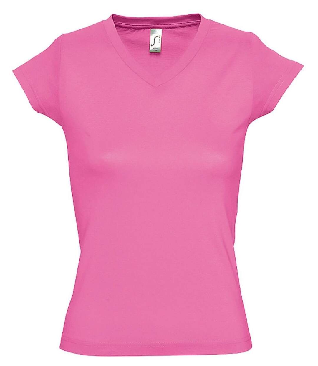 T-shirt manches courtes col V - Femme - 11388 - rose orchidée-1