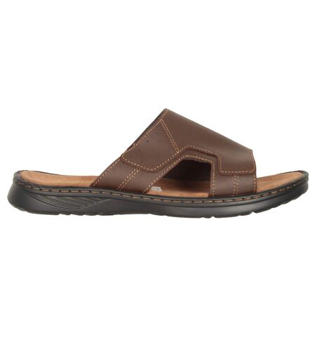 Mens comfort leather slip-on sandals brown Mountain Warehouse