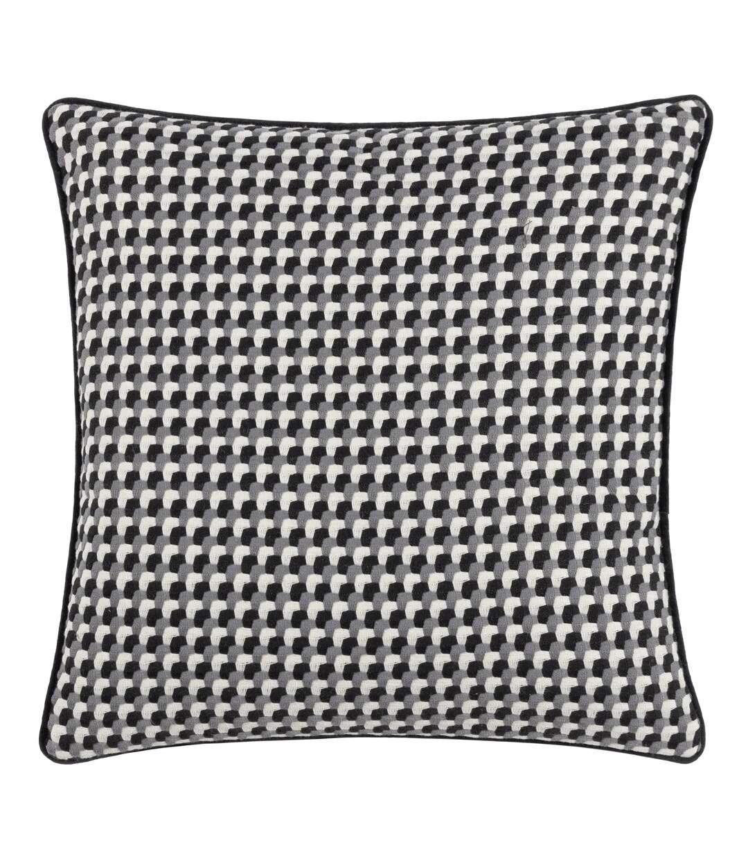 Marttel jacquard geometric cushion cover 45cm x 45cm black Furn