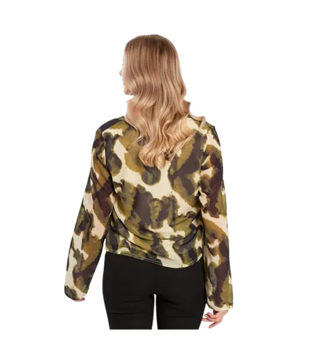 Blouse Manches Longues Motif/style Camouflage Femme Vert Influence