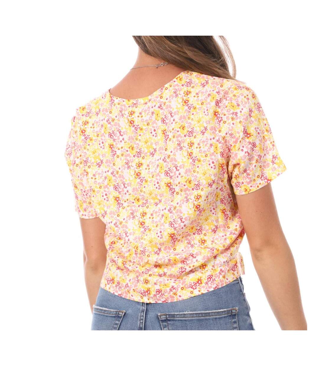 Top imprimé jaune/rose femme vero moda measy-2
