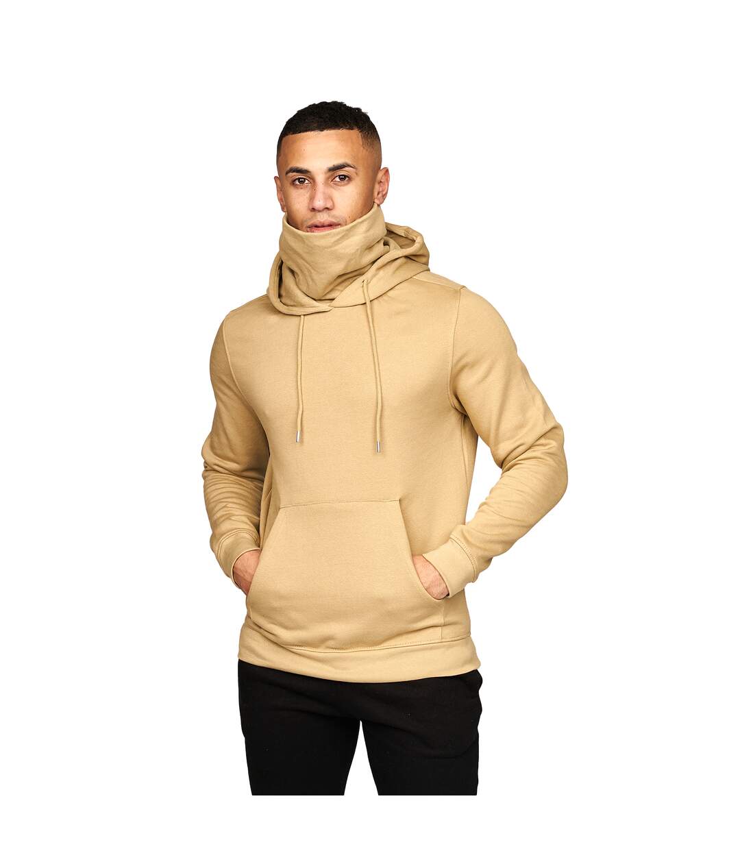 Mens Venmark Snood Collar Hoodie Sand Juice-2