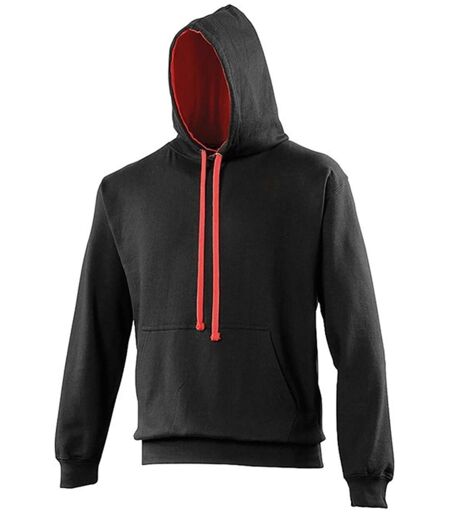 Sweat à capuche contrastée unisexe - JH003 - noir et rouge