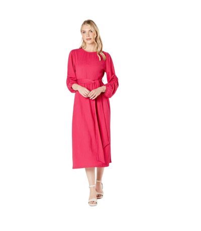 Womens/ladies textured jersey belt midi dress pink Principles